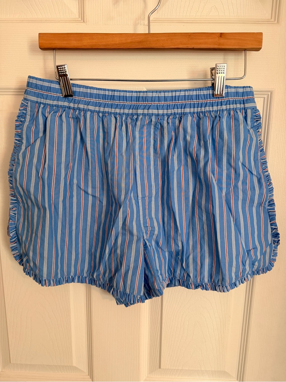 Free Assembly Blue Striped Elastic Waist Athletic Shorts